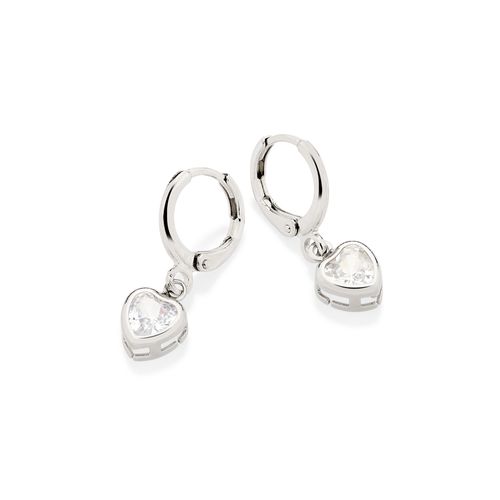 BRINCO ARGOLA COM CORAÇÃO BANHADO A PLATINA COM ZIRCÔNIAS