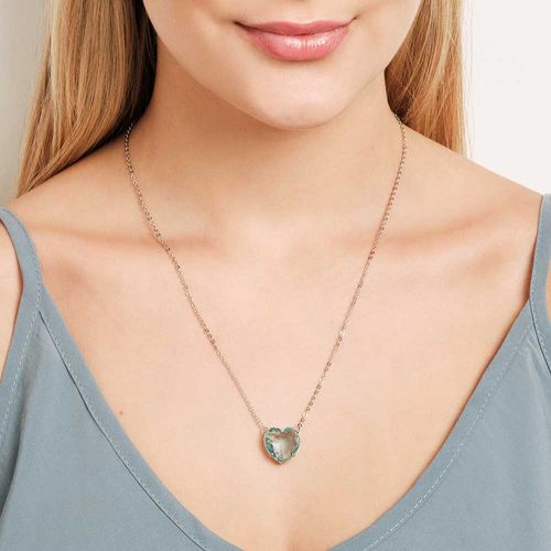 GARGANTILHA CORAÇÃO BANHADA A PLATINA COM CRISTAL