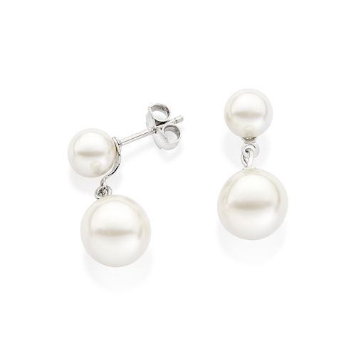 BRINCO BANHADO A PLATINA COM PÉROLAS