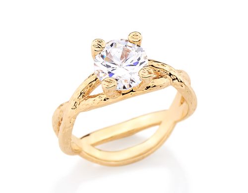 ANEL SOLITÁRIO BANHADO A OURO 18K COM ZIRCÔNIA