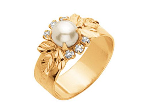 ANEL BANHADO A OURO 18K COM CRISTAIS E PÉROLA