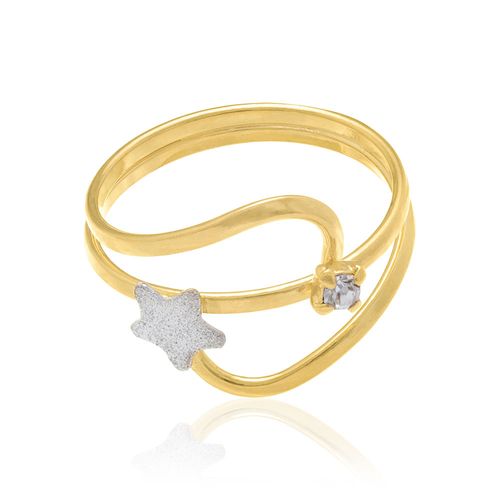 ANEL BANHADO A OURO 18K COM APLICAÇÃO DE RHODIUM