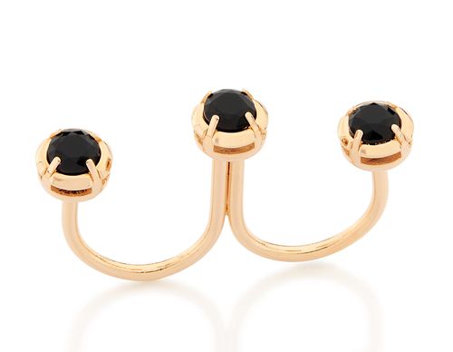 ANEL DUPLO BANHADO A OURO 18K COM CRISTAL