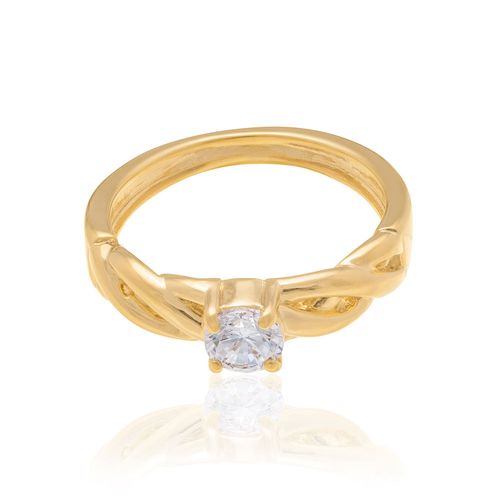 ANEL SOLITÁRIO BANHADO A OURO 18K