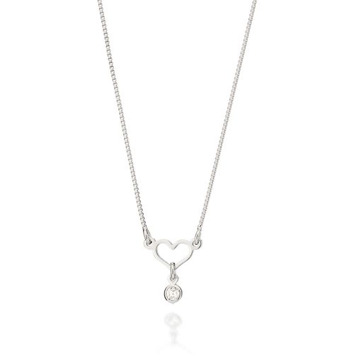 GARGANTILHA VENEZIANA CORAÇÃO BANHADA A PLATINA COM ZIRCÔNIA