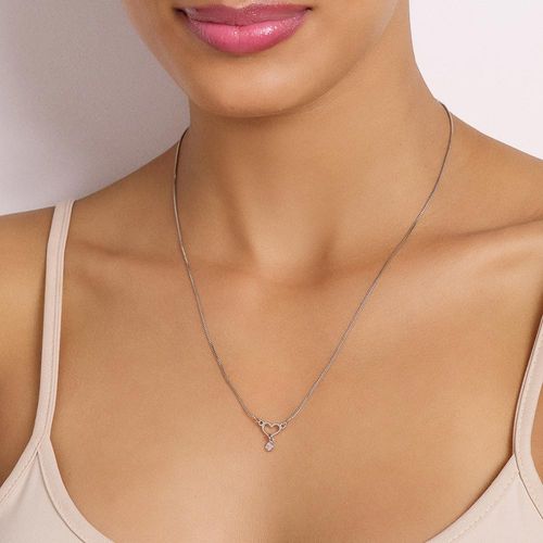 GARGANTILHA VENEZIANA CORAÇÃO BANHADA A PLATINA COM ZIRCÔNIA