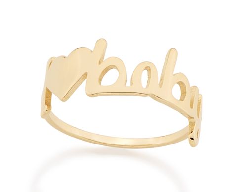 ANEL BANHADO A OURO 18K COM ESCRITA BABY