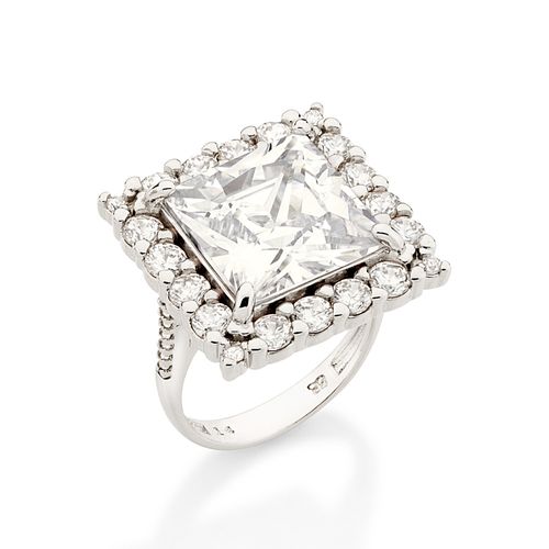 MAXI ANEL QUADRADO BANHADO A PLATINA