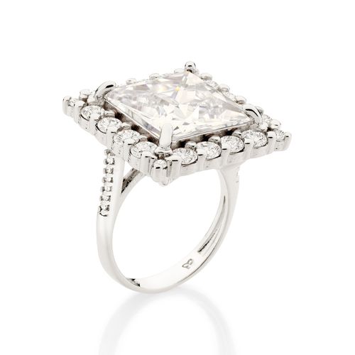 MAXI ANEL QUADRADO BANHADO A PLATINA