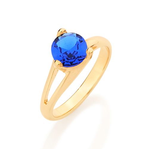 ANEL SOLITÁRIO BANHADO A OURO 18K COM ZIRCÔNIA