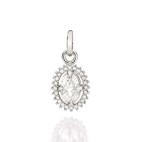 PINGENTE OVAL COM ZIRCÔNIAS BANHADO A PLATINA