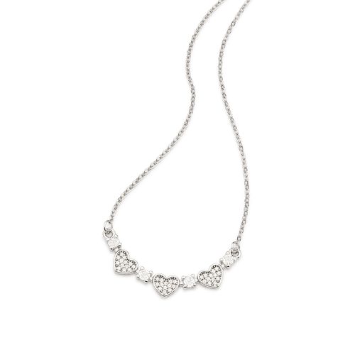 GARGANTILHA CORAÇÕES BANHADA A PLATINA COM ZIRCÔNIAS