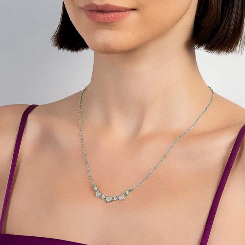 GARGANTILHA CORAÇÕES BANHADA A PLATINA COM ZIRCÔNIAS