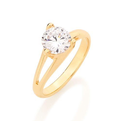 ANEL SOLITÁRIO BANHADO A OURO 18K COM ZIRCÔNIA