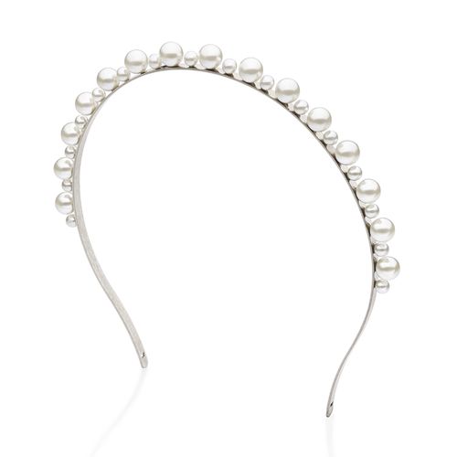 TIARA BANHADA A PLATINA COM PÉROLAS SINTÉTICAS