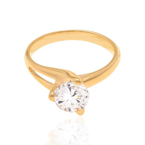 ANEL SOLITÁRIO BANHADO A OURO 18K COM ZIRCÔNIA