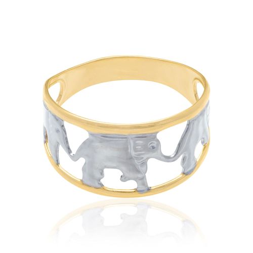 ANEL BANHADO A OURO 18K COM APLICAÇÃO DE RHODIUM