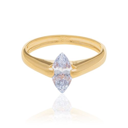 ANEL SOLITÁRIO BANHADO A OURO 18K COM ZIRCÔNIA