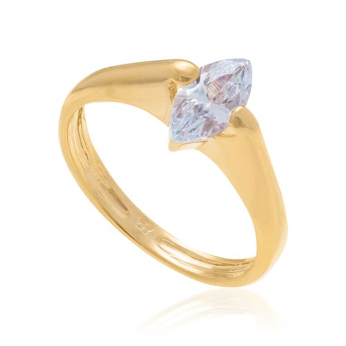 ANEL SOLITÁRIO BANHADO A OURO 18K COM ZIRCÔNIA