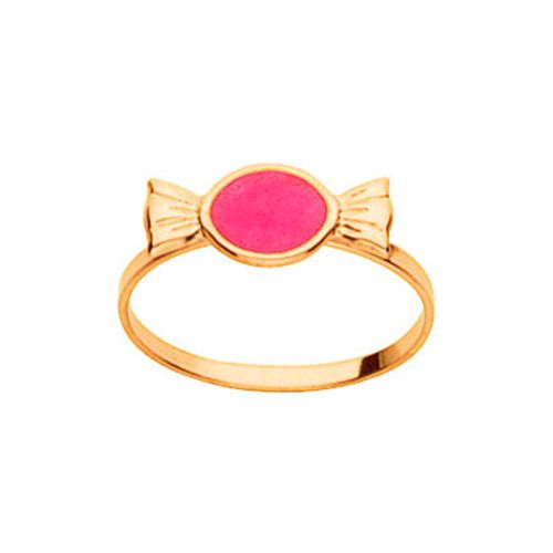 ANEL INFANTIL BANHADO A OURO 18K BOMBOM COM RESINA