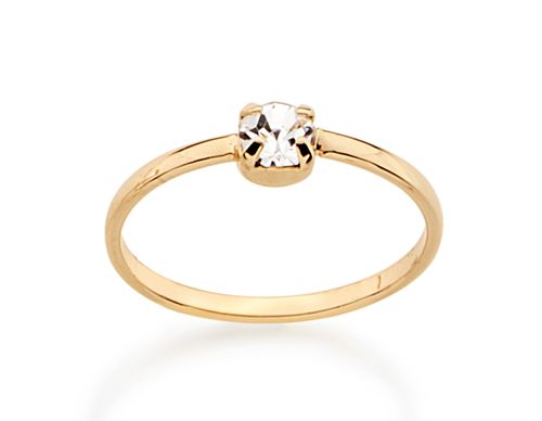 ANEL SOLITÁRIO BANHADO A OURO 18K COM CRISTAL