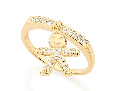 ANEL BANHADO A OURO 18K COM ZIRCÔNIAS