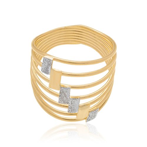 ANEL BANHADO A OURO 18K COM APLICAÇÃO DE RHODIUM