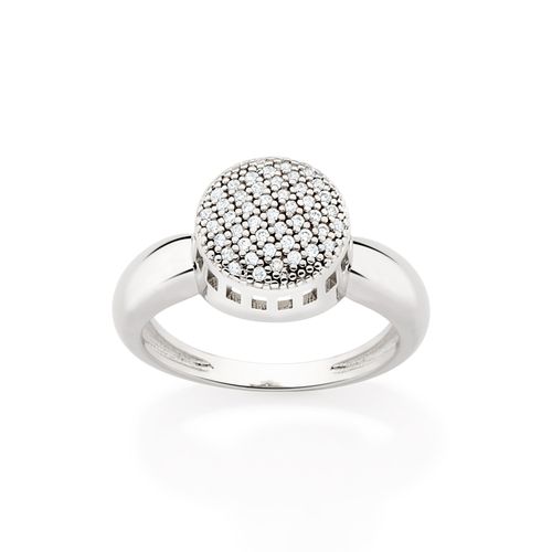 ANEL BOTÃO BANHADO A PLATINA COM ZIRCÔNIAS