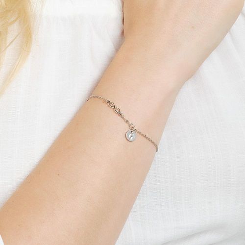 PULSEIRA INFINITO E LETRA BANHADA A PLATINA-LETRA G