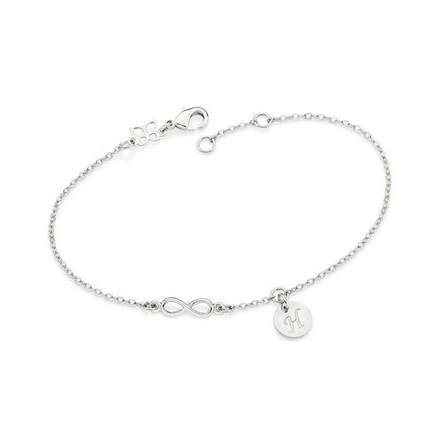 PULSEIRA INFINITO E LETRA BANHADA A PLATINA-LETRA H