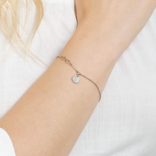 PULSEIRA INFINITO E LETRA BANHADA A PLATINA-LETRA H