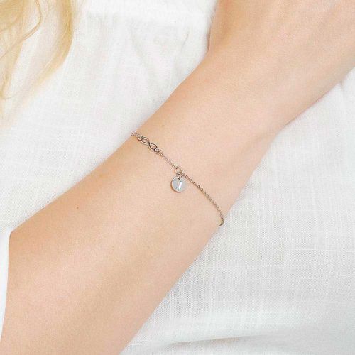 PULSEIRA INFINITO E LETRA BANHADA A PLATINA-LETRA J