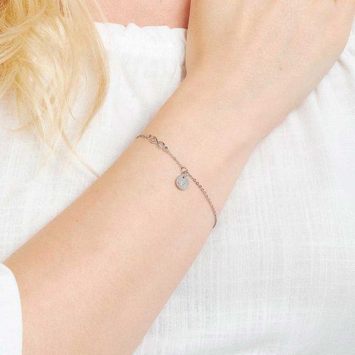 PULSEIRA INFINITO E LETRA BANHADA A PLATINA-LETRA V