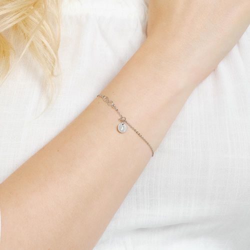 PULSEIRA INFINITO E LETRA BANHADA A PLATINA-LETRA L