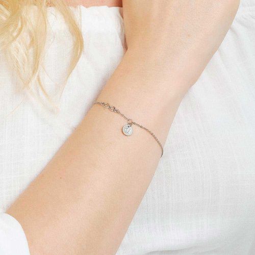 PULSEIRA INFINITO E LETRA BANHADA A PLATINA-LETRA M