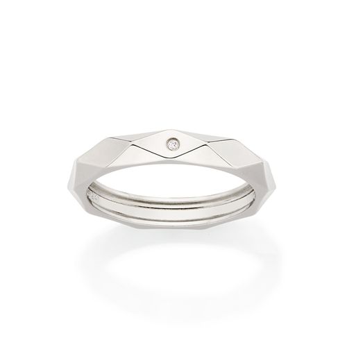 ALIANÇA GEOMÉTRICA BANHADA A PLATINA COM ZIRCÔNIA