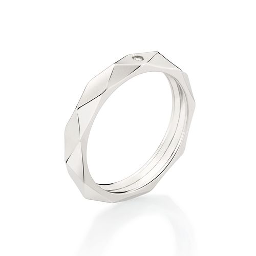 ALIANÇA GEOMÉTRICA BANHADA A PLATINA COM ZIRCÔNIA