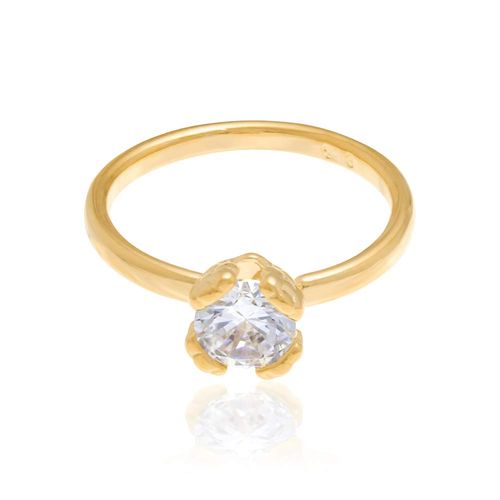 ANEL SOLITÁRIO BANHADO A OURO 18K COM ZIRCÔNIA