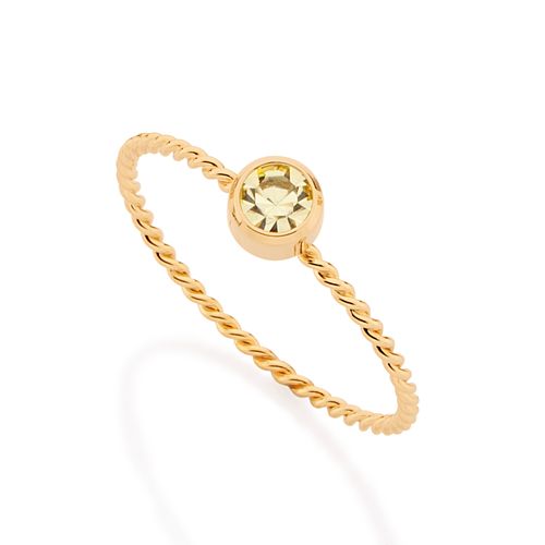 ANEL SOLITÁRIO BANHADO A OURO 18K COM CRISTAL