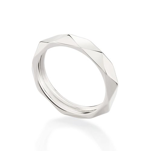 ALIANÇA GEOMÉTRICA BANHADA A PLATINA