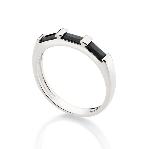 MEIA ALIANÇA BANHADA A PLATINA COM ZIRCÔNIAS BAGUETES