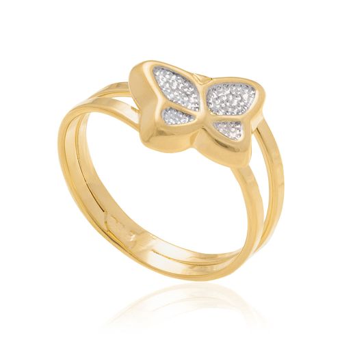 ANEL INFANTIL BANHADO A OURO 18K COM BORBOLETA EM RHODIUM