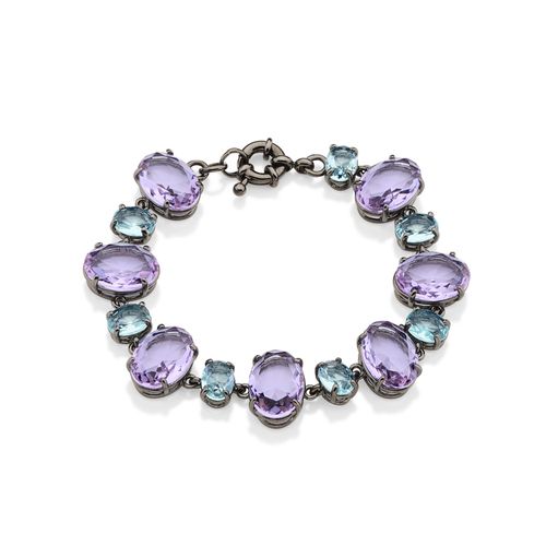 PULSEIRA PODER BANHADA A RHODIUM NEGRO COM CRISTAIS