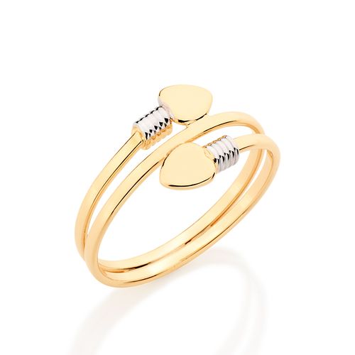 ANEL CORAÇÕES BANHADO A OURO 18K COM APLICAÇÃO DE RHODIUM