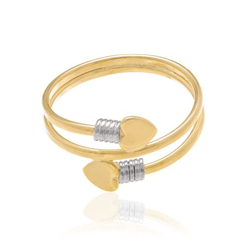 ANEL CORAÇÕES BANHADO A OURO 18K COM APLICAÇÃO DE RHODIUM
