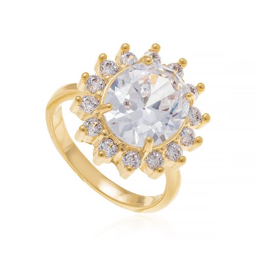 ANEL BANHADO A OURO 18K COM CRISTAL COM ZIRCÔNIAS