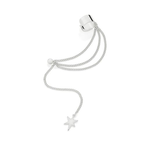 BRINCO EAR CUFF COM PIERCING DE PRESSÃO BANHADO A PLATINA