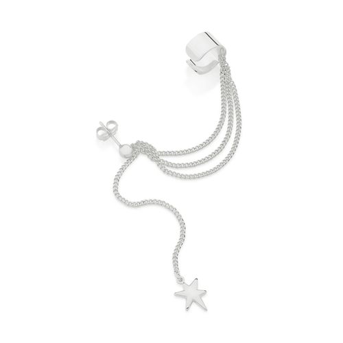 BRINCO EAR CUFF COM PIERCING DE PRESSÃO BANHADO A PLATINA