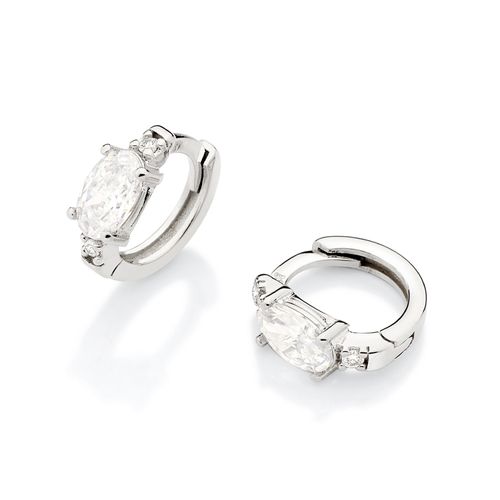 BRINCO ARGOLA BANHADO A PLATINA COM ZIRCÔNIAS