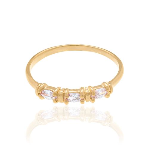 MEIA ALIANÇA BANHADO A OURO 18K COM ZIRCÔNIAS